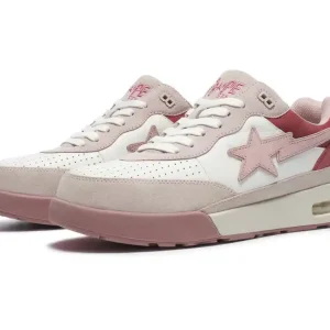 BAPE Ladies ROAD STA Pink & White Low Top Sneakers
