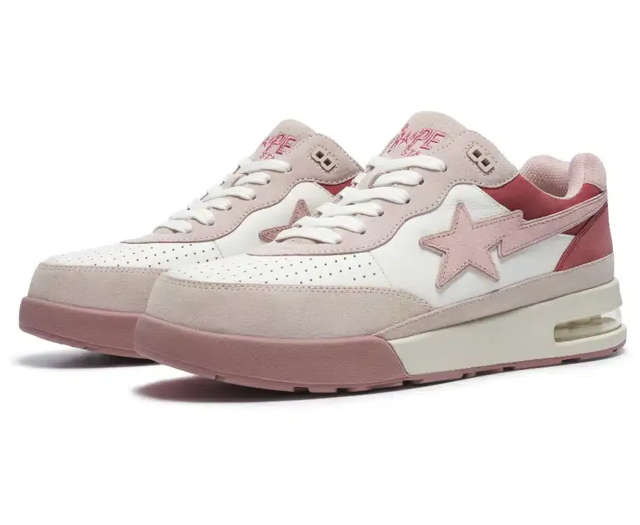 BAPE Ladies ROAD STA Pink & White Low Top Sneakers