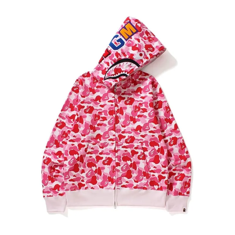 BAPE Camouflage Shark Full Zip Pink Hood Jacket