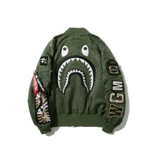 BAPE X WGM Shark Bomber Green Jacket