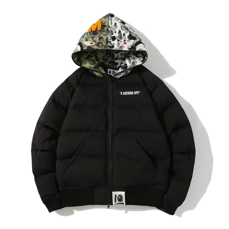 Bape Camo Shark Hood Puffer Black Jacket