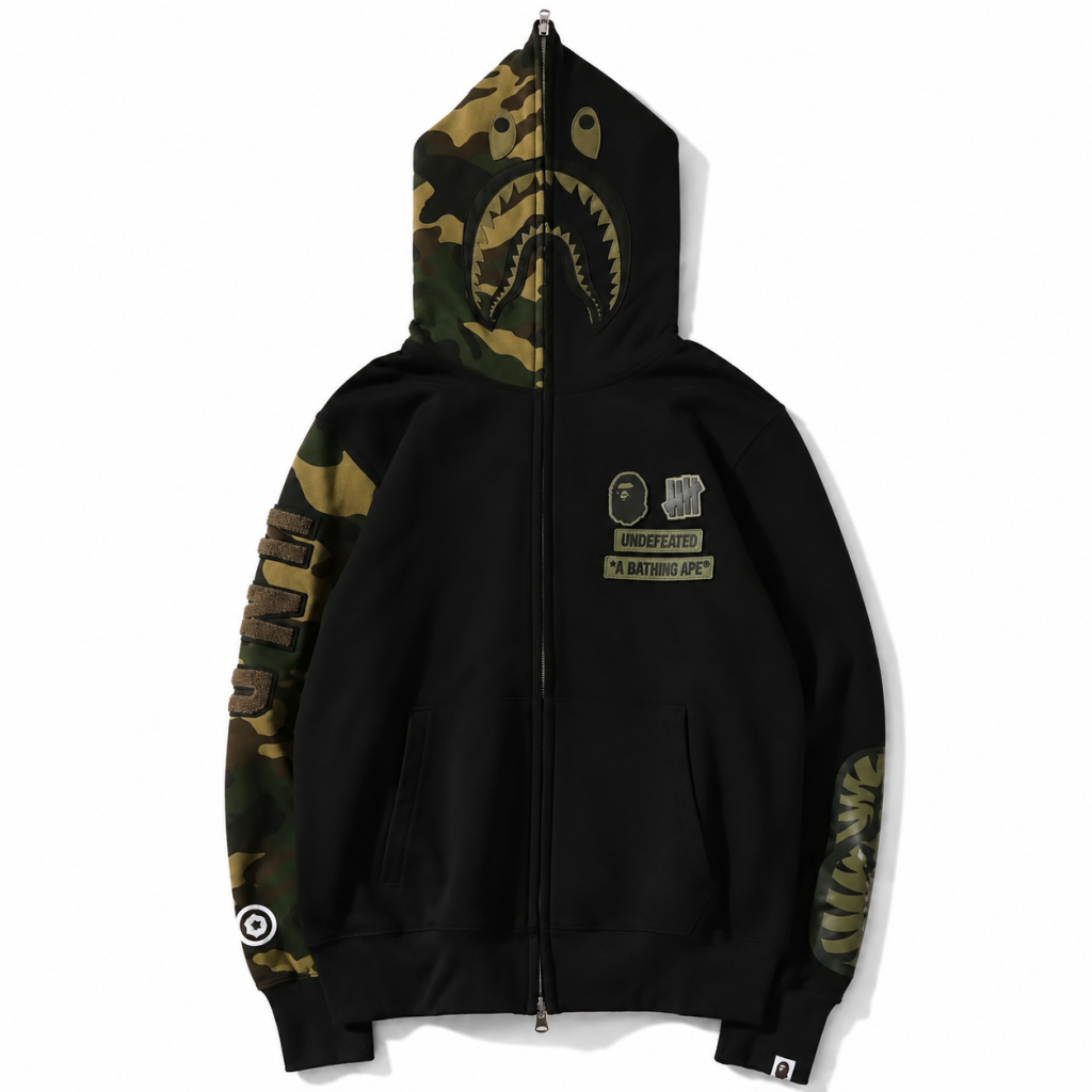 Bape Camo Shark Full Zip Black Hood Jacket