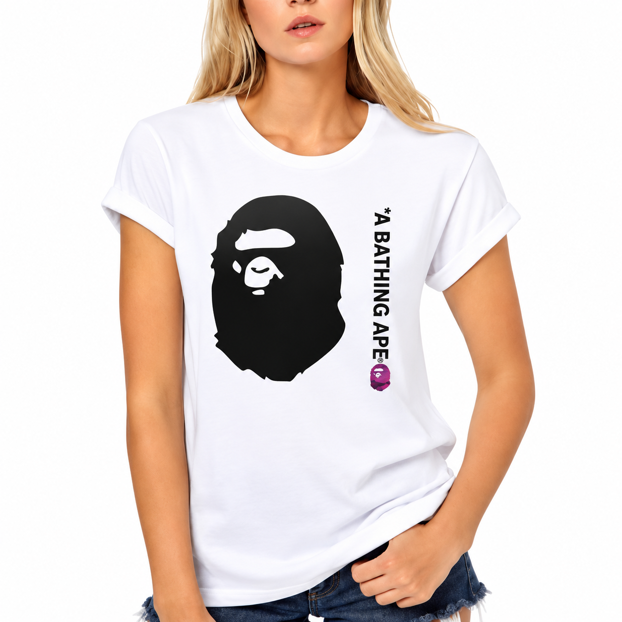 BAPE Ape Head Print White Tee BAPE Ape Head Print White Tee