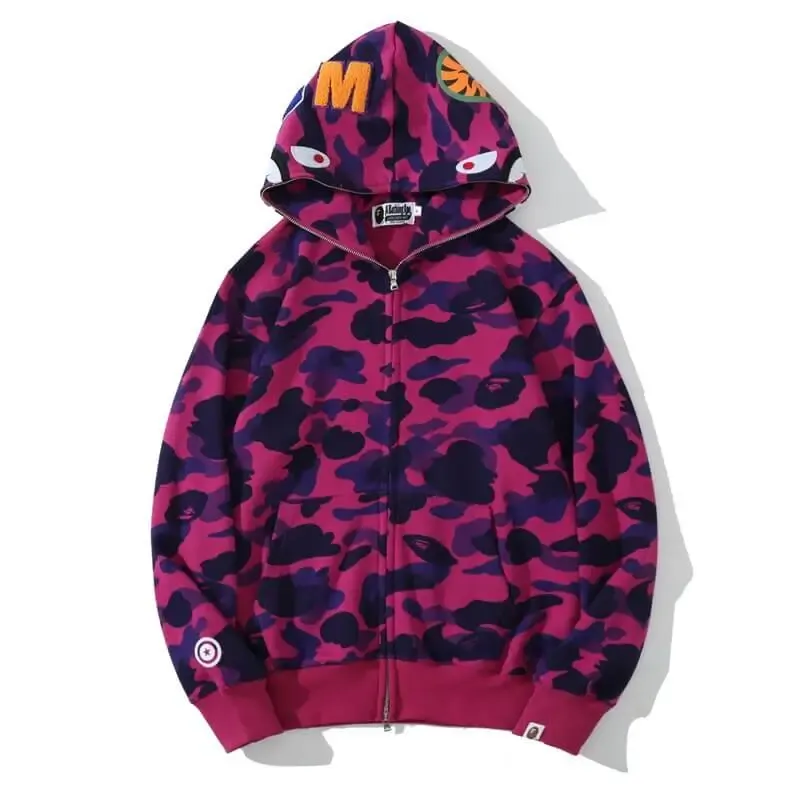 Bape Camo Shark Full Zip up Purple Hoodie