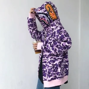 BAPE Purple Camo Shark Full Zip Hoodie