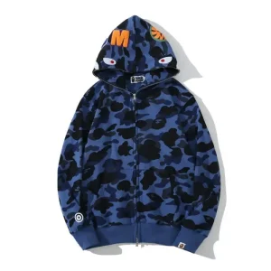 Bape Camouflage Shark Full Zip Blue Hoodie